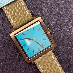 NWOT Taki Womens square dial watch in turquoise /olive